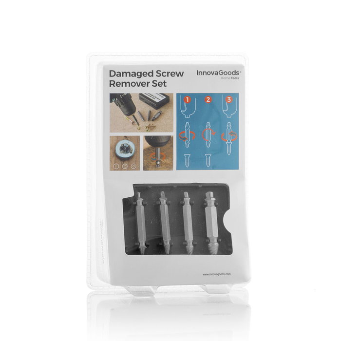 Innovagoods Pack de 4 Brocas para Extraer Tornillos Dañados
