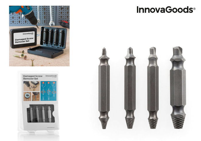 Innovagoods Pack de 4 Brocas para Extraer Tornillos Dañados