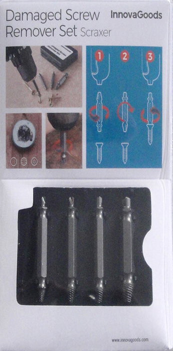 Innovagoods Pack de 4 Brocas para Extraer Tornillos Dañados