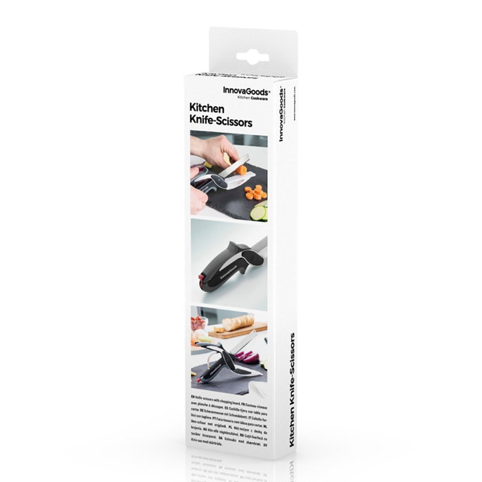 Innovagoods Cuchillo Tijera Multiusos con Mini Tabla de Cortar Integrada para Trocear y Cortar con Facilidad Innovagoods Cuchillo Tijera Multiusos con Mini Tabla de Cortar Integrada para Trocear y Cortar con Facilidad