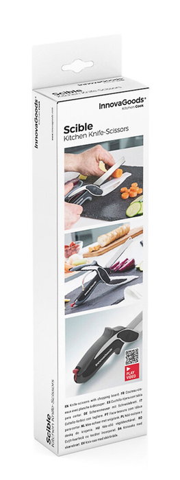 Innovagoods Cuchillo tipo tijera con mini tabla de cortar integrada