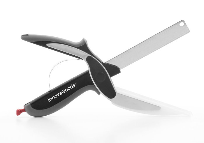 Innovagoods Cuchillo tipo tijera con mini tabla de cortar integrada