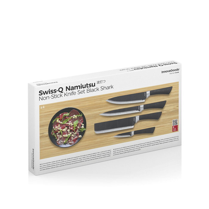 Set de Cuchillos Black Shark Swiss·Q Namiutsu InnovaGoods 4 Piezas Set de Cuchillos Black Shark Swiss·Q Namiutsu InnovaGoods 4 Piezas