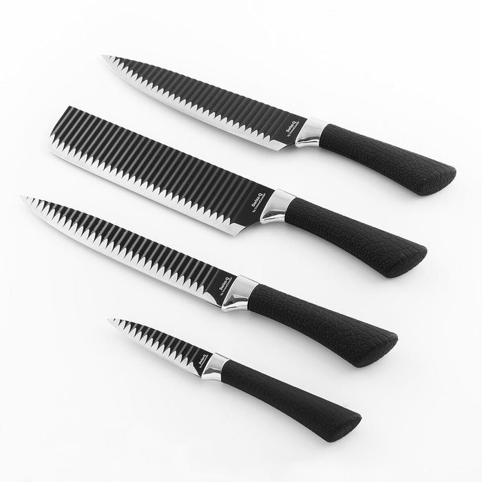 Set de Cuchillos Black Shark Swiss·Q Namiutsu InnovaGoods 4 Piezas Set de Cuchillos Black Shark Swiss·Q Namiutsu InnovaGoods 4 Piezas