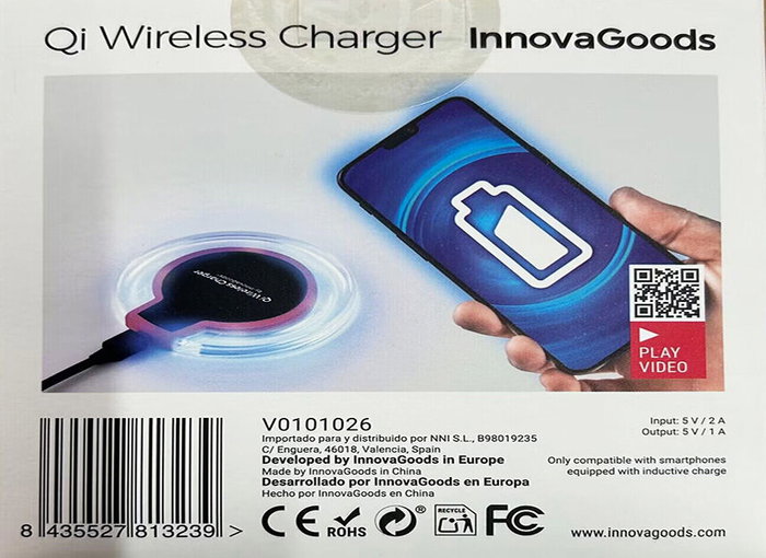 Cargador Inalámbrico para Smartphones Qi InnovaGoods Cargador Inalámbrico para Smartphones Qi InnovaGoods