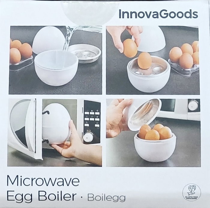 Inde Cuecehuevos para microondas con recetario Boilegg, 13.5 x 16 x 13.5 cm (12 Unidades)