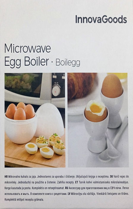Inde Cuecehuevos para microondas con recetario Boilegg, 13.5 x 16 x 13.5 cm (12 Unidades)