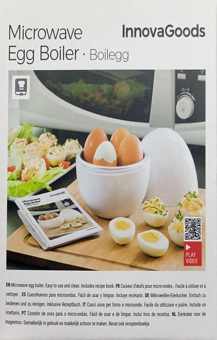 Inde Cuecehuevos para microondas con recetario Boilegg, 13.5 x 16 x 13.5 cm (12 Unidades)