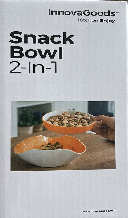 Innovagoods Bols para aperitivos 2 en 1 (2 piezas) inevitablemente apilables para snacks y desperdicios