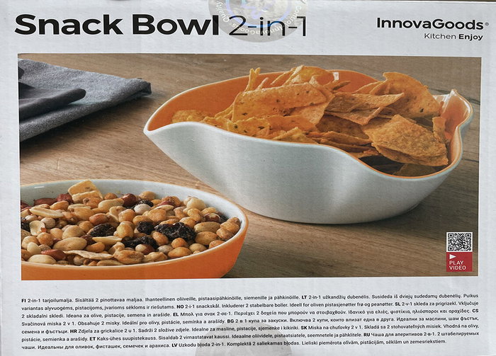 Innovagoods Bols para aperitivos 2 en 1 (2 piezas) inevitablemente apilables para snacks y desperdicios