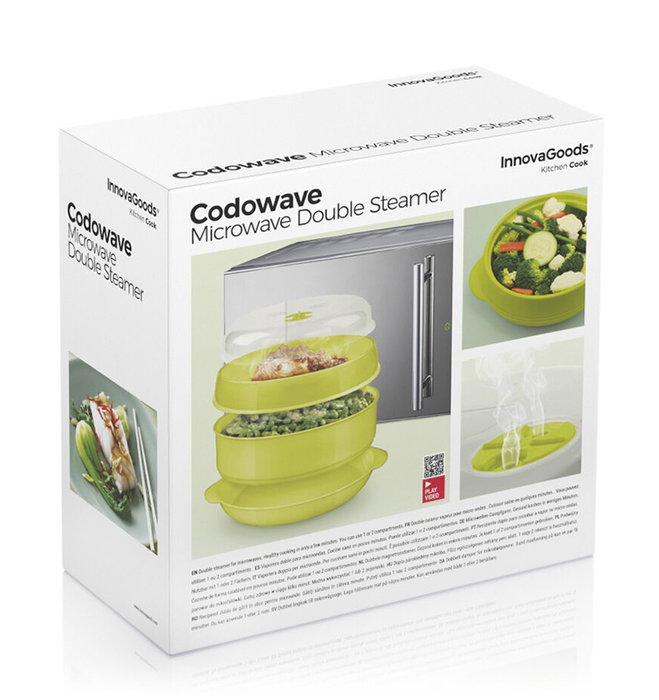 Innovagoods Vaporera Doble Fresh para Microondas Transparente/Verde