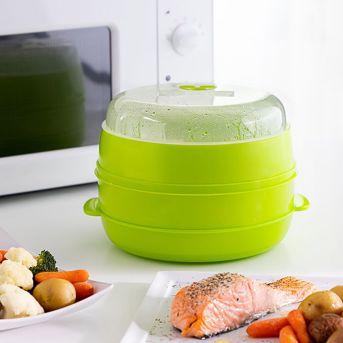 Innovagoods Vaporera Doble Fresh para Microondas Transparente/Verde