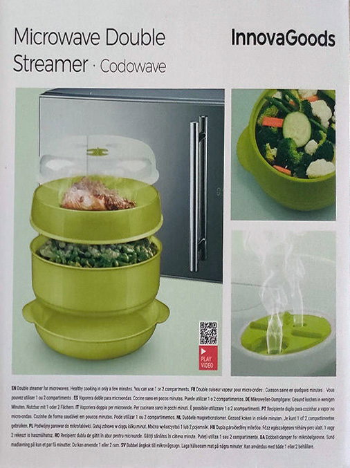 Innovagoods Vaporera Doble Fresh para Microondas Transparente/Verde