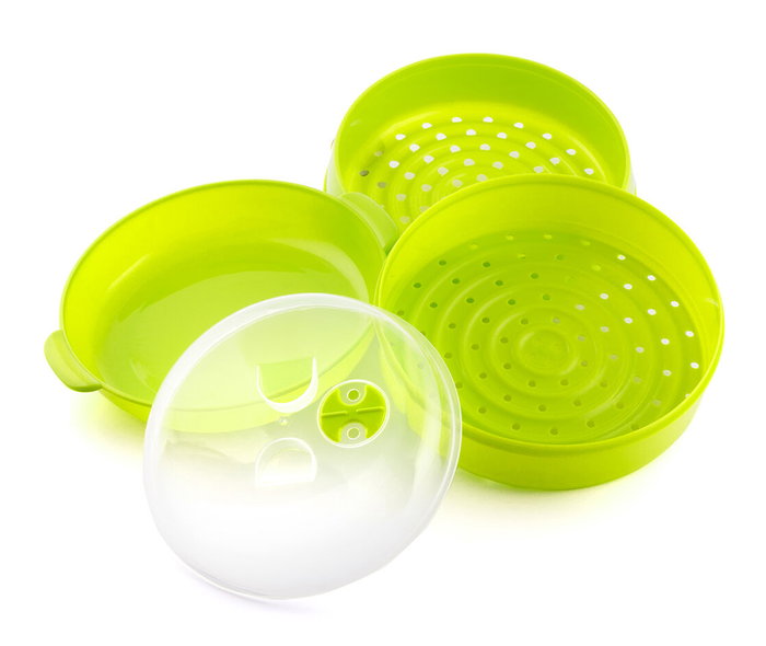 Innovagoods Vaporera Doble Fresh para Microondas Transparente/Verde