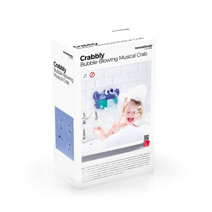 Innovagoods Cangrejo Musical con Pompas de Jabón para Baño Crabbly V0101212 Máquina de Burbujas Automática con 12 Canciones Infantiles