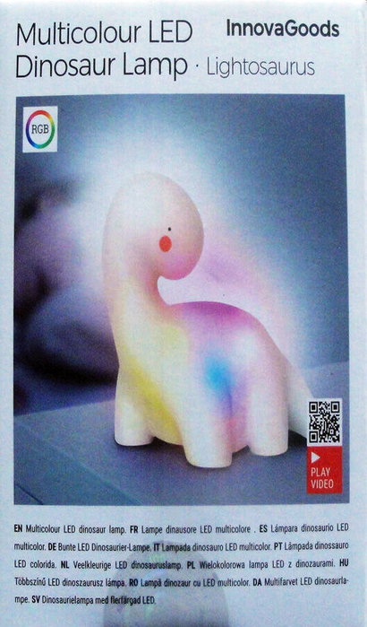 Innovagoods Luz nocturna decorativa LED dinosaurio multicolor Lightosaurus