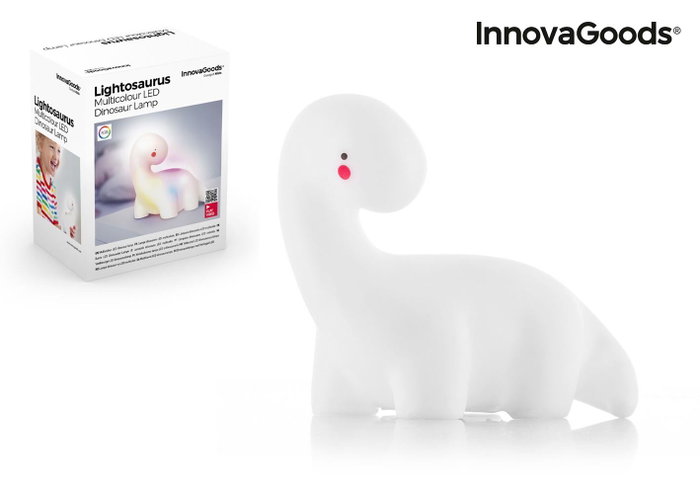Innovagoods Luz nocturna decorativa LED dinosaurio multicolor Lightosaurus