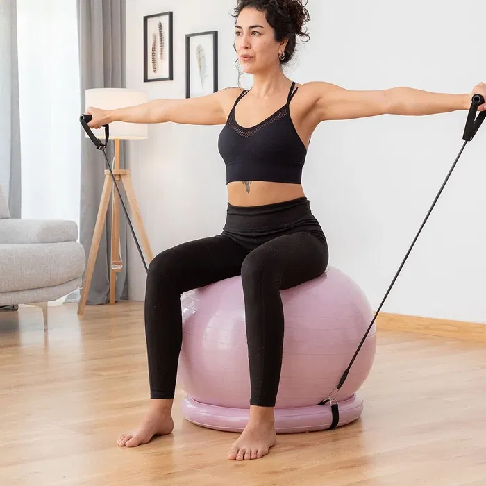Pelota de Yoga con Anillo de Estabilidad y Bandas de Resistencia AshtanBall InnovaGoods