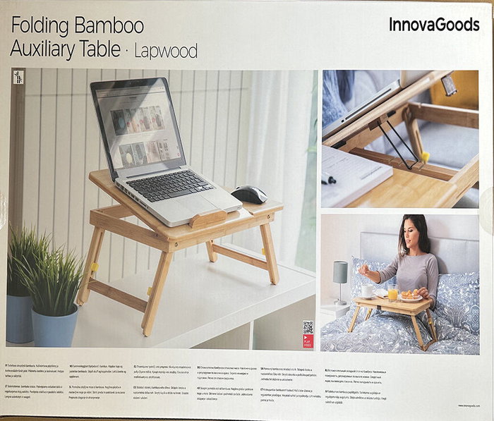 InnovaGoods Mesa Plegable Auxiliar de Bambú Lapwood