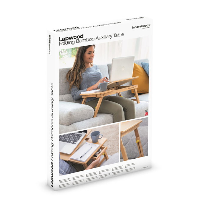 InnovaGoods Mesa Plegable Auxiliar de Bambú Lapwood