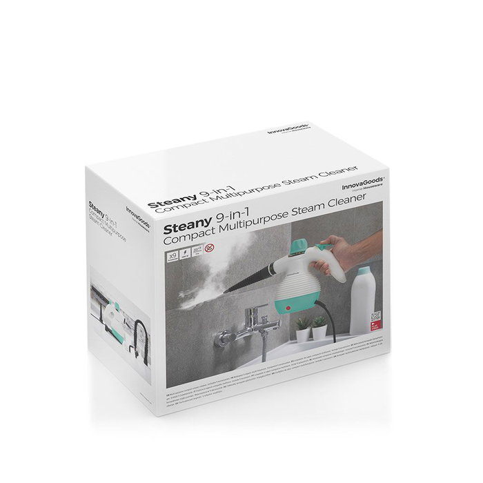 Vaporeta de Mano Multiusos con Accesorios 9 en 1 Steany InnovaGoods 0,35 L 3 Bar 1000W Vaporeta de Mano Multiusos con Accesorios 9 en 1 Steany InnovaGoods 0,35 L 3 Bar 1000W