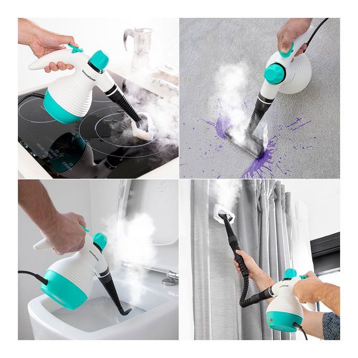 Vaporeta de Mano Multiusos con Accesorios 9 en 1 Steany InnovaGoods 0,35 L 3 Bar 1000W Vaporeta de Mano Multiusos con Accesorios 9 en 1 Steany InnovaGoods 0,35 L 3 Bar 1000W