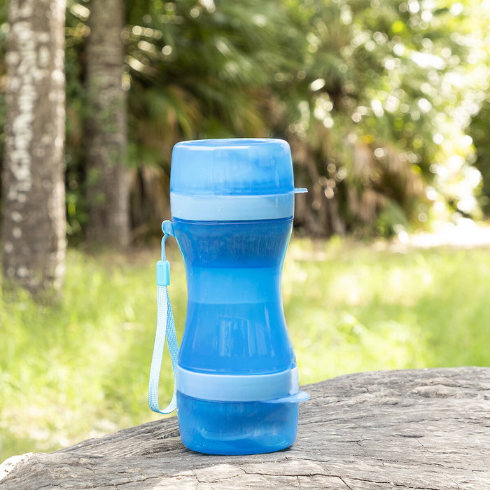 Innovagoods Botella con Depósito de Agua y Comida para Mascotas 2 en 1 Portátil 500ml