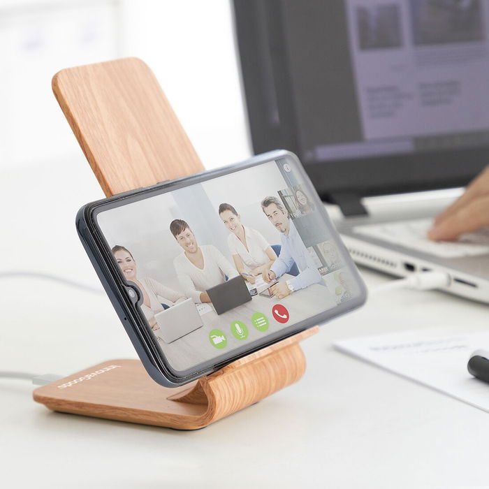 Cargador Inalámbrico Efecto Madera con Soporte Qistan InnovaGoods Cargador Inalámbrico Efecto Madera con Soporte Qistan InnovaGoods
