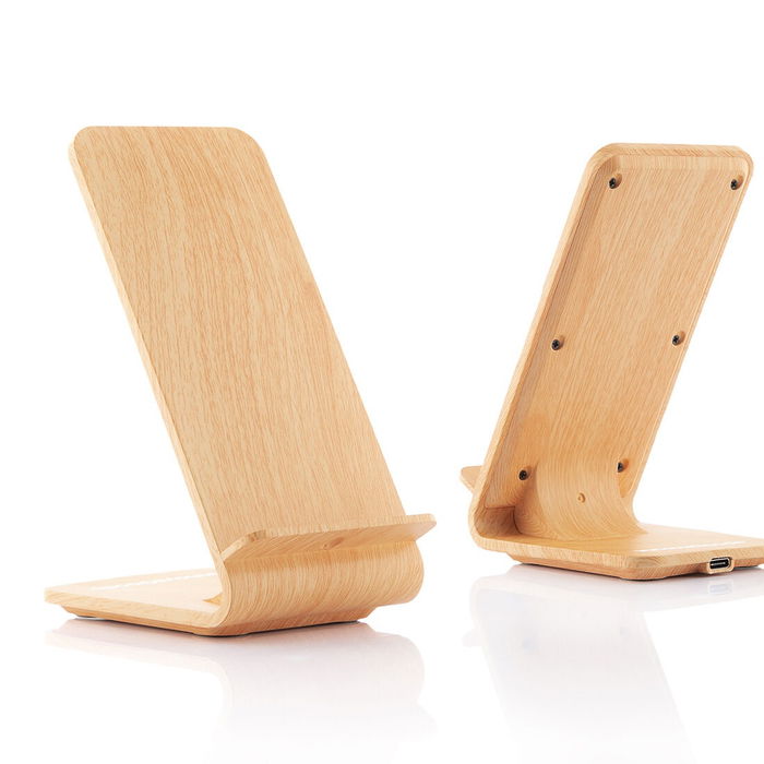 Cargador Inalámbrico Efecto Madera con Soporte Qistan InnovaGoods Cargador Inalámbrico Efecto Madera con Soporte Qistan InnovaGoods