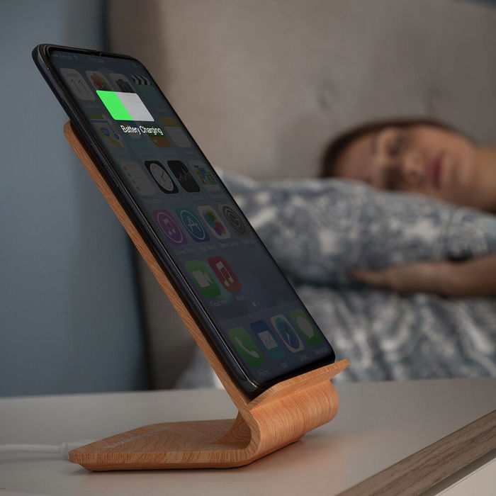 Cargador Inalámbrico Efecto Madera con Soporte Qistan InnovaGoods Cargador Inalámbrico Efecto Madera con Soporte Qistan InnovaGoods