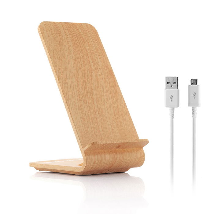 Cargador Inalámbrico Efecto Madera con Soporte Qistan InnovaGoods Cargador Inalámbrico Efecto Madera con Soporte Qistan InnovaGoods
