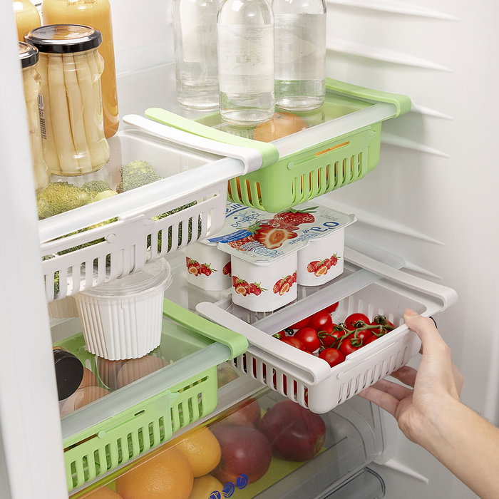 Innovagoods Set de 2 Organizadores Ajustables para Nevera, 20-28cm Innovagoods Set de 2 Organizadores Ajustables para Nevera, 20-28cm