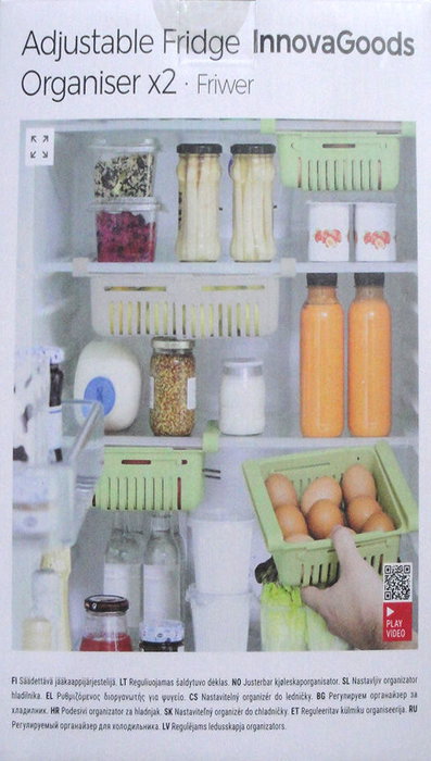 Innovagoods Set de 2 Organizadores Ajustables para Nevera, 20-28cm Innovagoods Set de 2 Organizadores Ajustables para Nevera, 20-28cm