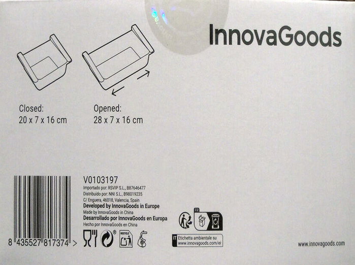 Innovagoods Set de 2 Organizadores Ajustables para Nevera, 20-28cm Innovagoods Set de 2 Organizadores Ajustables para Nevera, 20-28cm