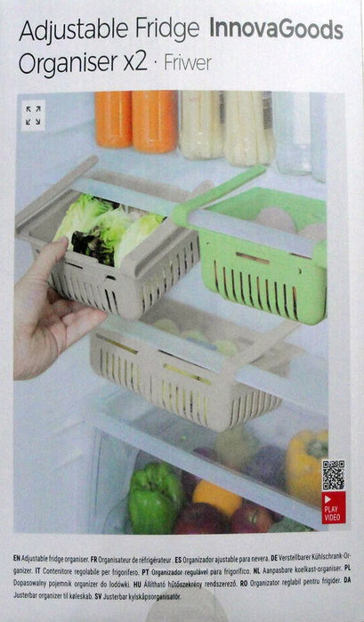 Innovagoods Set de 2 Organizadores Ajustables para Nevera, 20-28cm Innovagoods Set de 2 Organizadores Ajustables para Nevera, 20-28cm