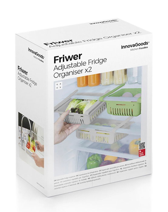 Innovagoods Set de 2 Organizadores Ajustables para Nevera, 20-28cm Innovagoods Set de 2 Organizadores Ajustables para Nevera, 20-28cm