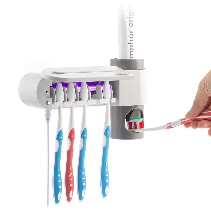 Innovagoods Smiluv Esterilizador UV de Cepillos Dentales 3 en 1 con Dispensador Innovagoods Smiluv Esterilizador UV de Cepillos Dentales 3 en 1 con Dispensador