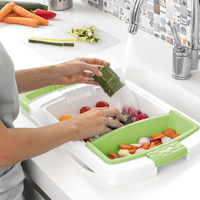 Tabla de Cortar Extensible con Bandeja, Contenedor y Escurridor 3 en 1 PractiCut InnovaGoods