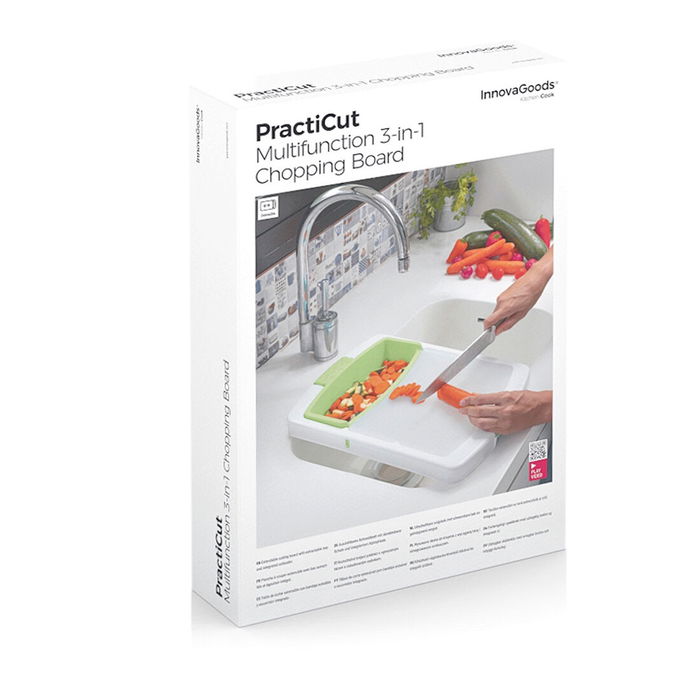 Tabla de Cortar Extensible con Bandeja, Contenedor y Escurridor 3 en 1 PractiCut InnovaGoods