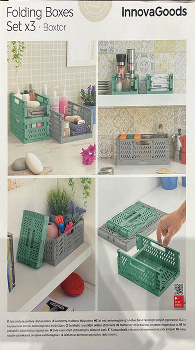 Innovagoods Set de 3 cajas organizadoras Boxtor plegables y apilables