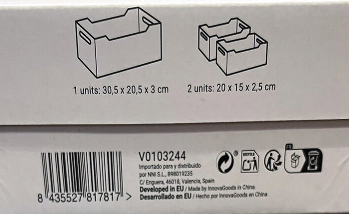 Innovagoods Set de 3 cajas organizadoras Boxtor plegables y apilables