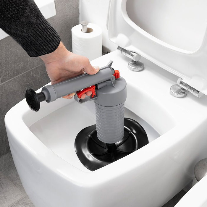 Innovagoods Pistola Desatascadora de Aire Comprimido con 4 Accesorios Adaptadores Universales para Cocinas y Baños