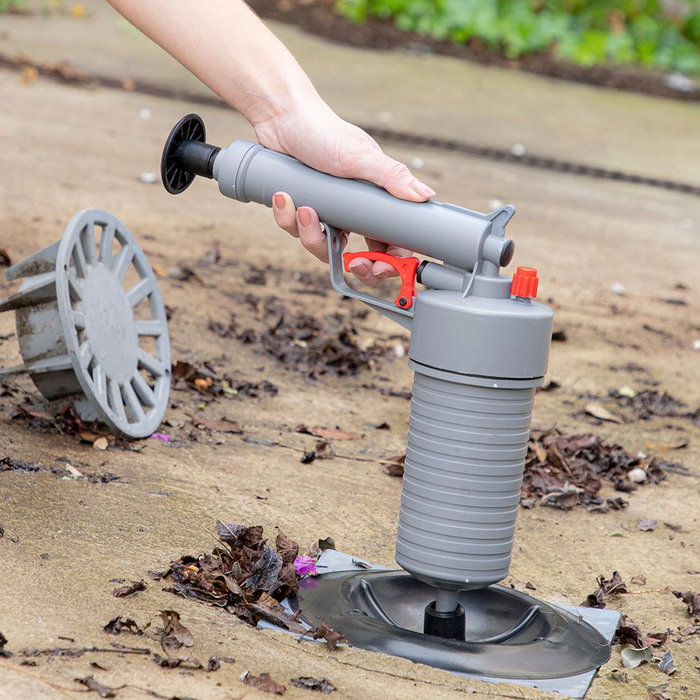 Innovagoods Pistola Desatascadora de Aire Comprimido con 4 Accesorios Adaptadores Universales para Cocinas y Baños