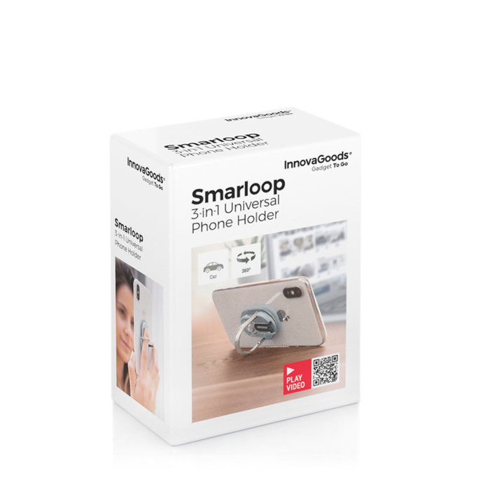 Innovagoods Soporte de Móvil Universal 3 en 1 Smarloop para Coche y Escritorio
