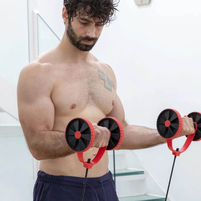 Rodillo Abdominal con Discos Giratorios, Bandas Elásticas y Guía de Ejercicios Twabanarm InnovaGoods