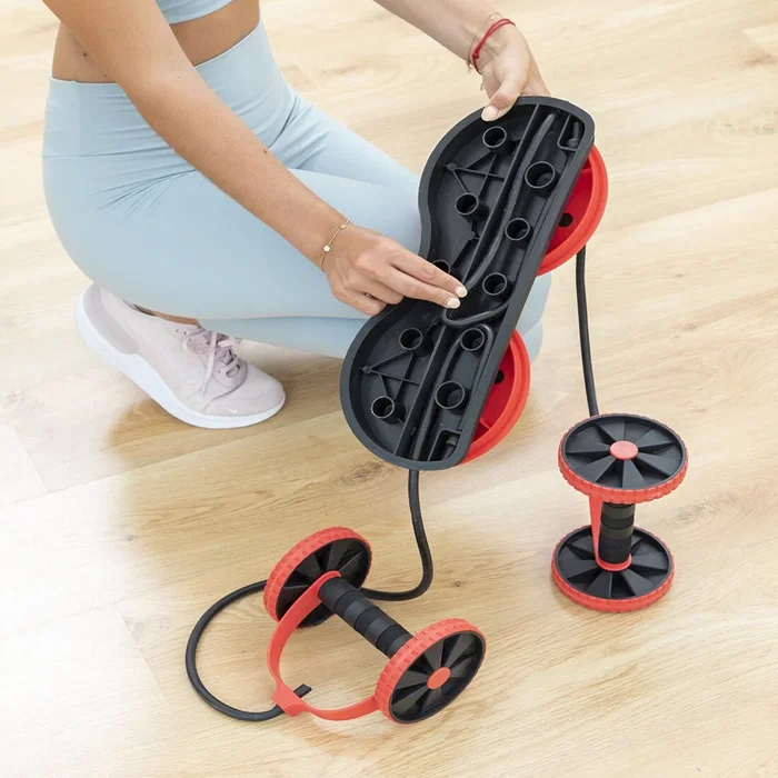Rodillo Abdominal con Discos Giratorios, Bandas Elásticas y Guía de Ejercicios Twabanarm InnovaGoods
