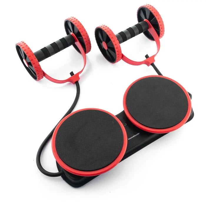 Rodillo Abdominal con Discos Giratorios, Bandas Elásticas y Guía de Ejercicios Twabanarm InnovaGoods