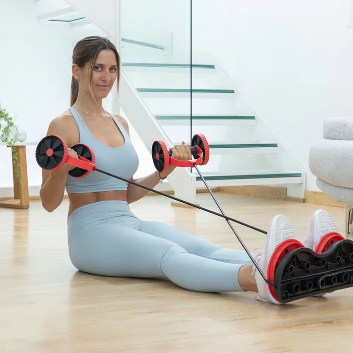 Rodillo Abdominal con Discos Giratorios, Bandas Elásticas y Guía de Ejercicios Twabanarm InnovaGoods