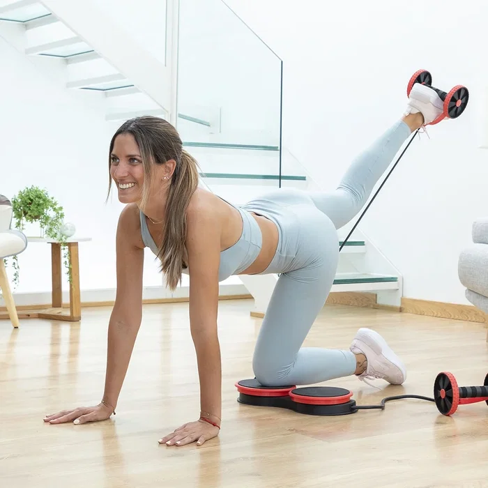 Rodillo Abdominal con Discos Giratorios, Bandas Elásticas y Guía de Ejercicios Twabanarm InnovaGoods