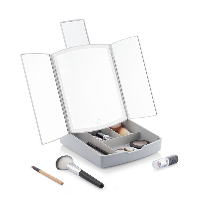 Inde Espejo Led Plegable con Organizador de Maquillaje, 20 cm x 25 cm x 7 cm (6 Unidades)